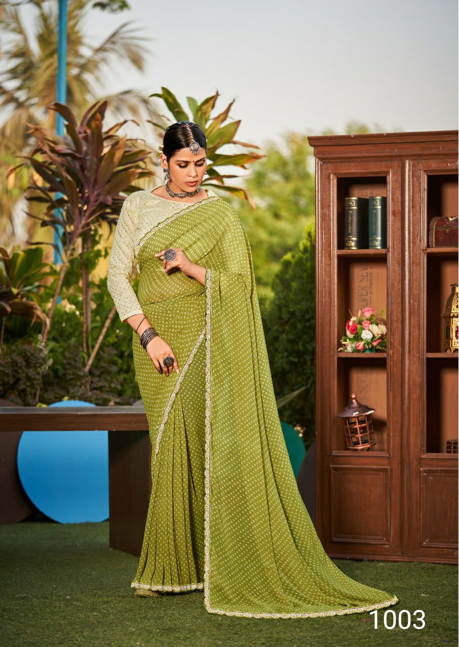 Stavan Smruti Stylish Fancy Designer Party Wear Georgette Saree Collection